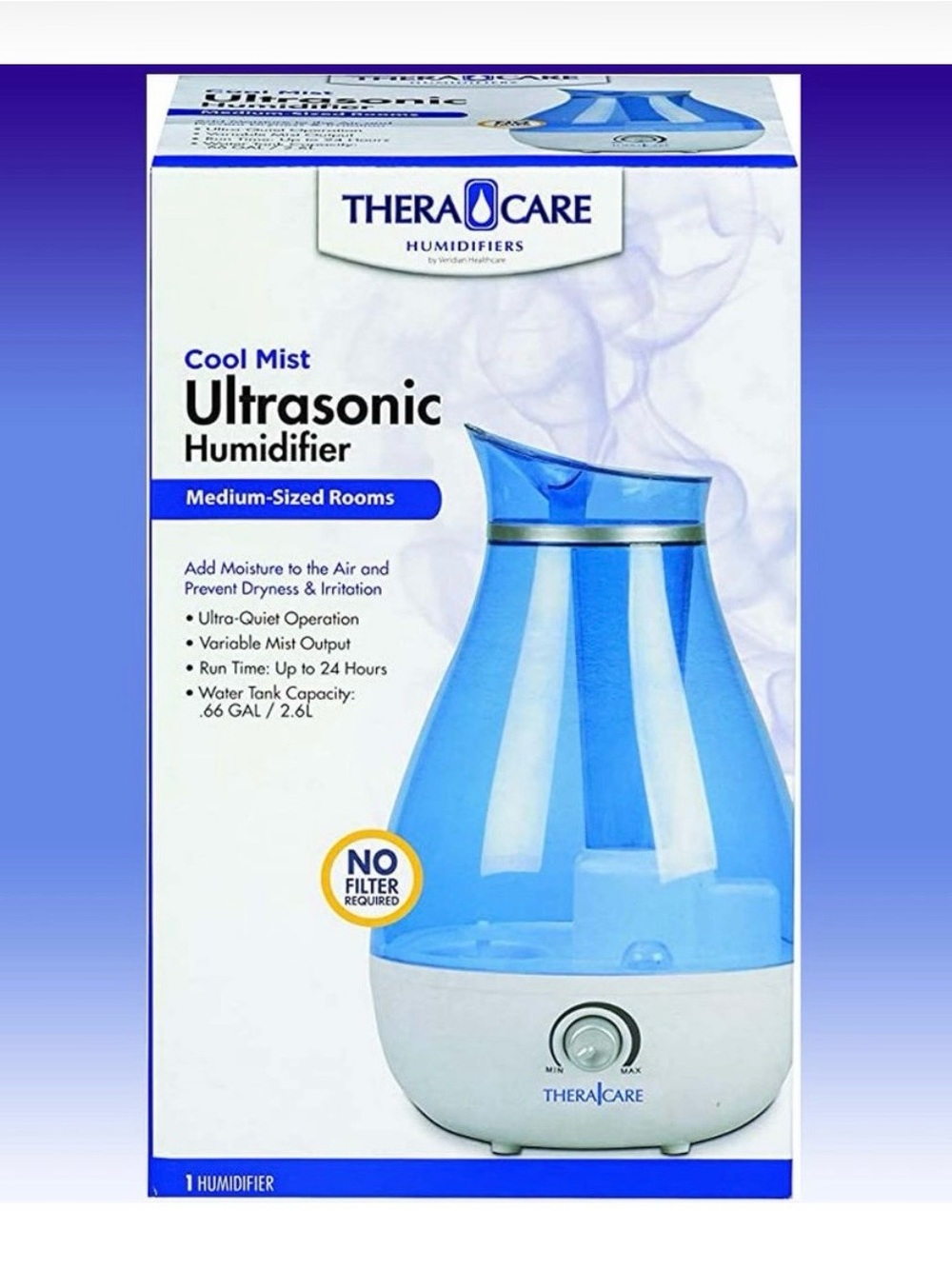 TheraCare Blue and White Ultrasonic Humidifier